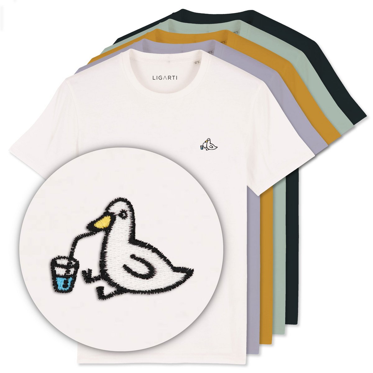 Embroidered T-shirt – Eend - Unisex