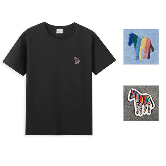 Zebra Borduurwerk T-Shirt 100% Katoenen Basis - dames/heren